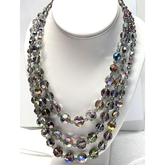 Vintage multi strand faceted crystal necklace - Picture 2 of 5